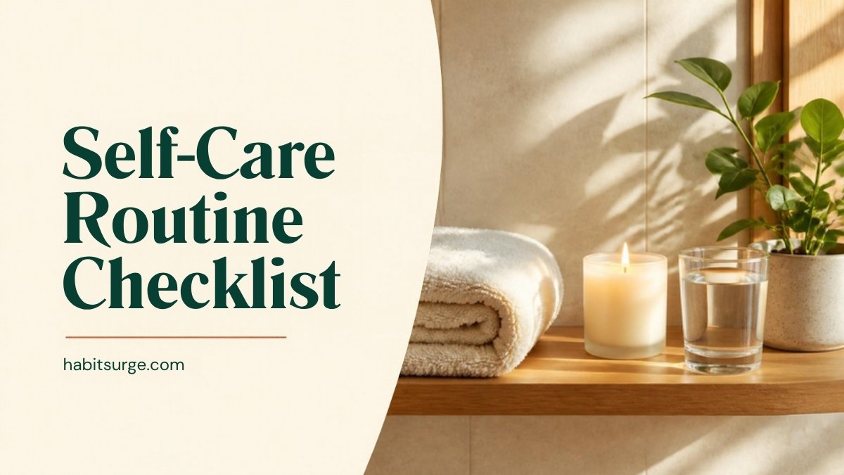 Folded towel, candle, glass of water and a plant on a shelf
